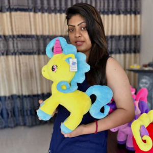 Multi Color Limited Edition Yellow & Blue Unicorn Soft Toy GIft