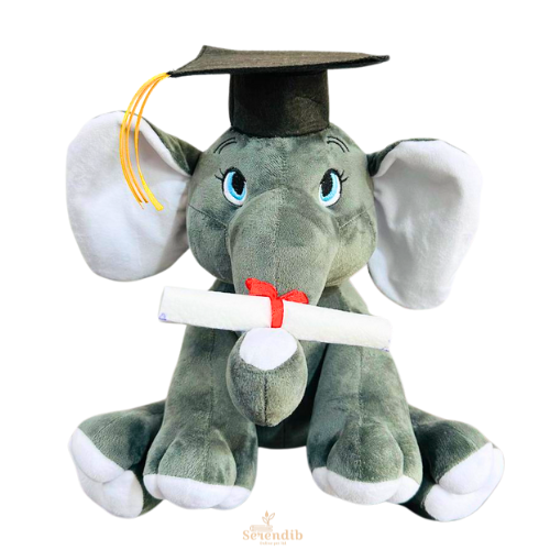 Graduation Little Elephant Soft Toy Ash color Graduation Little Elephant Soft Toy Ash color